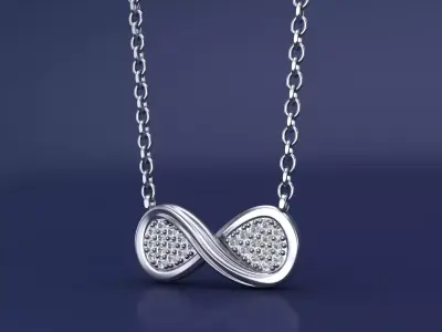 Classic Infinity Diamond Necklace 3D CAD Jewelry Design 3D print model