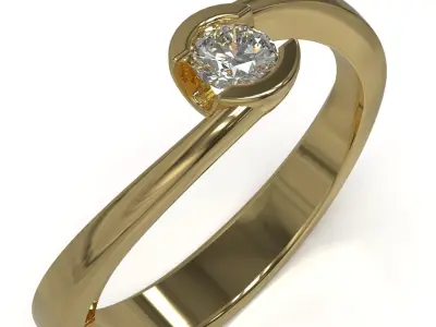 Solitaire ring 015ct 3D print model