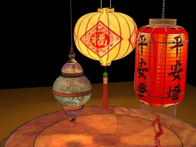 Chinese  red lantern  3D model purchase