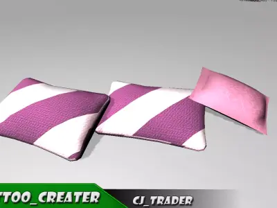  Pink Pillow Low-poly 3D model Low-poly 3D model
