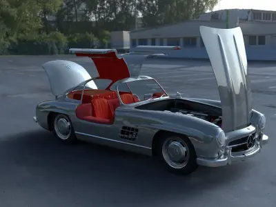 Fully Modelled Rigged Mercedes 300SL Gullwing HDRI 3D model