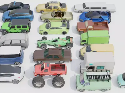 Ultimate Low Poly 3D Car Pack  20 Vehicles for Games Animations Low-poly 3D model