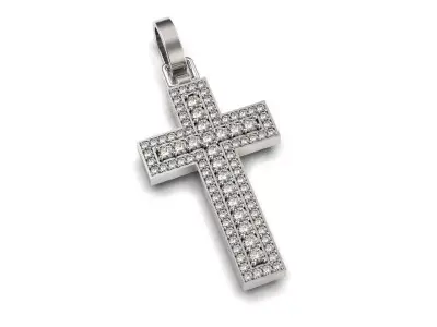 G0491 gold diamond cross pendant 3D print model