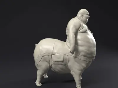 Pig man statue printable 3D print model