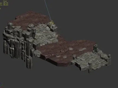 Stone Fallen Land - Stone Road Aisle 01 3D model
