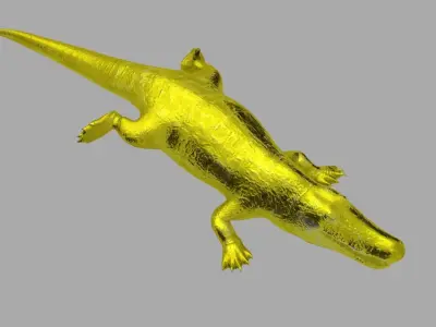 Gold alligator crocodile reptile lizard wildlife teeth skin 3D model