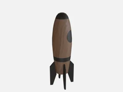 Wood rocket Low-poly 3D model