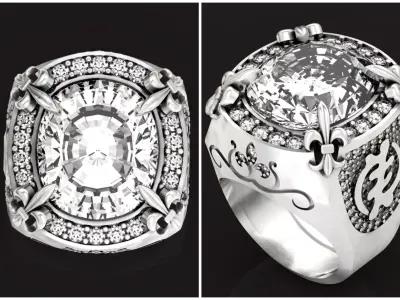 Luxury heavy Signet Ring  1457 3D print model