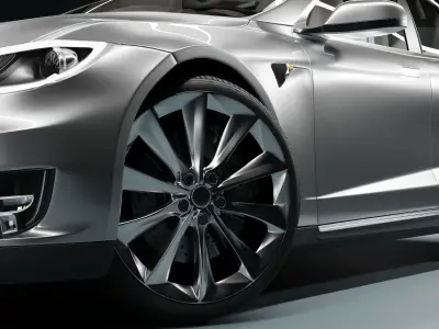 Tesla Model S silver Low-poly 3D model