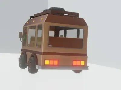 Cartoon Low Poly Rigged Van Low-poly 3D model 3D model