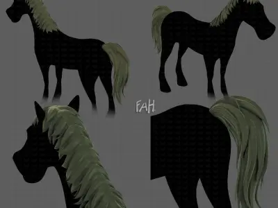 Horse mane and tail V01 Low-poly 3D model