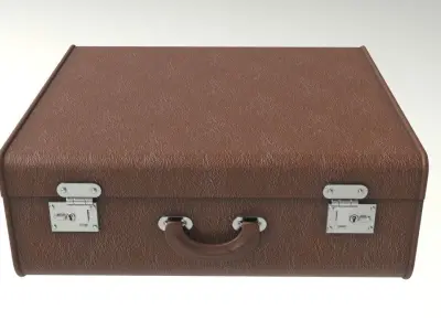 Brown travel suitcase Low-poly 3D model