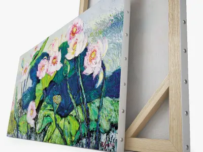 Lotus Pond in Summer - Oil on Canvas 3D model