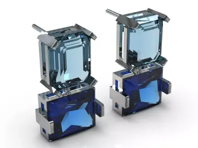 Gold Stud stl 3dm Earrings Cocktail Color Blocks je0139 3D print model