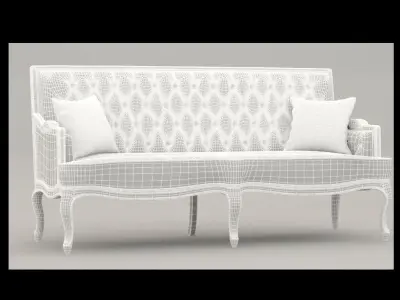 High Quality 3d model of classic sofa 18th Century French desig Low-poly 3D model