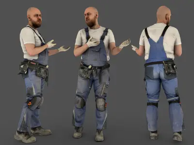 Photorealistic Construction Worker Character 3D model