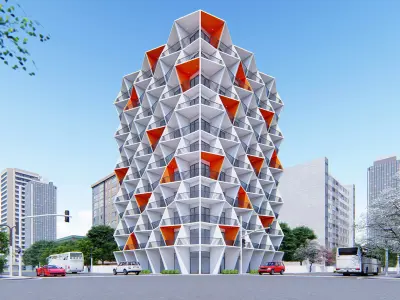 Cool Looking Facade Building 3D model