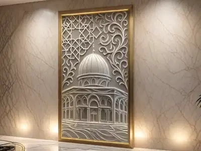3d modern Dome of the Rock 3D Wall Panel Relief CNC 04 3D model