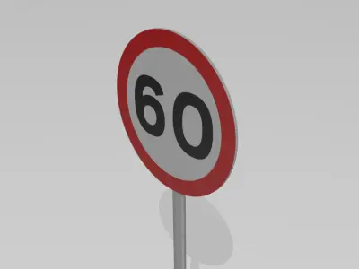 60 speed limit sign 3D model