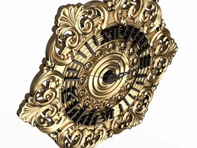 Classic Wall Clock 07 Gold Low-poly 3D model