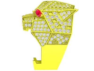 5687 luxury diamond panther ring 3D print model