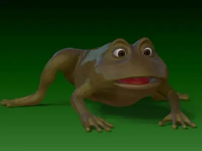 Cartoon rigged frog Low-poly 3D model