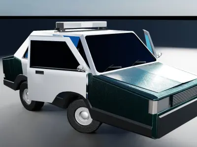 Low Poly Set of Cars Cartoon Style Low-poly 3D model