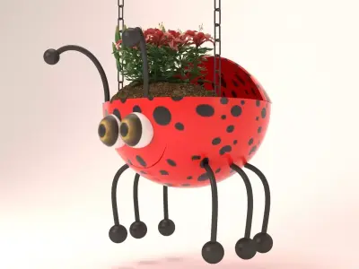 Beutiful Ladybird Hanging Basket - Flowerpot For Childrens 3D print model