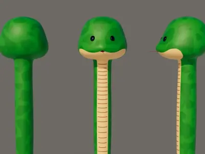 Rigged Cartoon Snake Low-poly 3D model