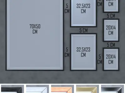 Frame 5 flowers framed art 3D model