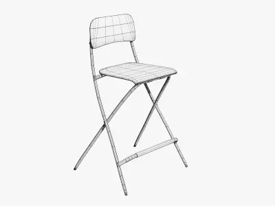 Bar stool with backrest Low-poly 3D model