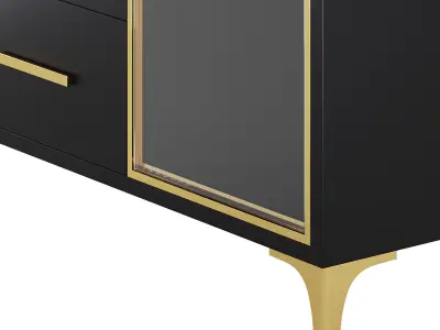 Modern Glass Door Wood Sideboard  3D model