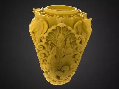 Mens Jewellery Fashion gold  Designer Lord Narasimha Ring 3D print model