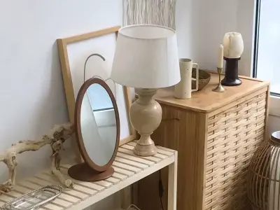 Hennings chestnut wood tabletop mirror 3D model