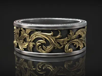 Victorian Ornament Vintage Pattern Wedding Band 3D print model