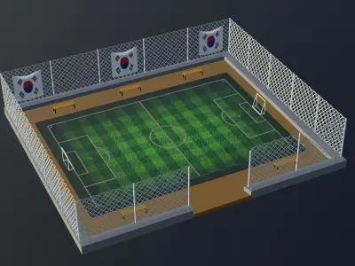 Soccer Stadium - South Korea Low-poly 3D model
