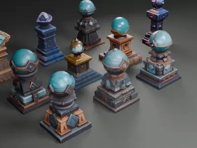 Stylized Mystical Pillars  3D model