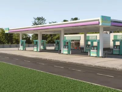 Realistic Low - Poly Gas Station 3D Model Low-poly 3D model