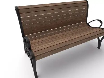 Classic Park Bench 01 Low-poly 3D model