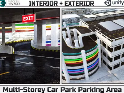 Multi-Storey Car Parking Building Low-poly 3D model