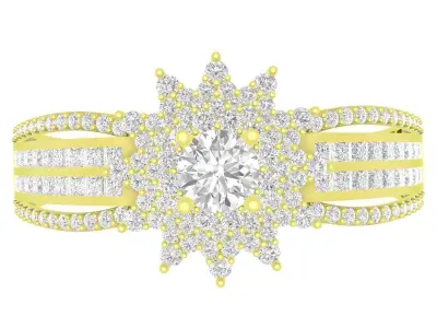 Luxury Multi Row Cluster Diamond Ring Design 3784 3D print model
