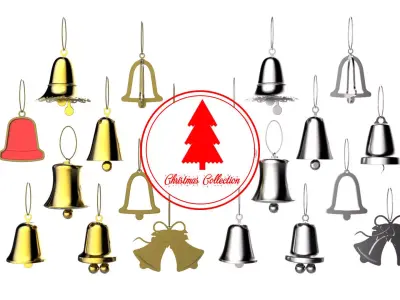 Christmas Tree Decoration Bells Collection 3D model