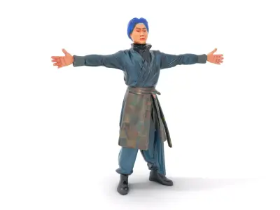 Stylish BlueHaired Character model pack Low-poly 3D model