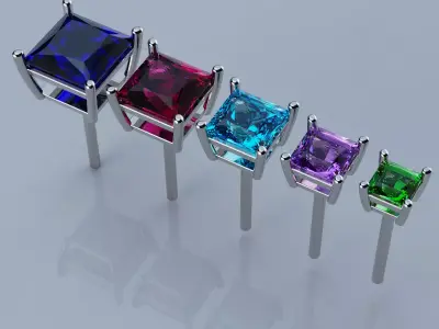 Stud earrings Princess 3D print model