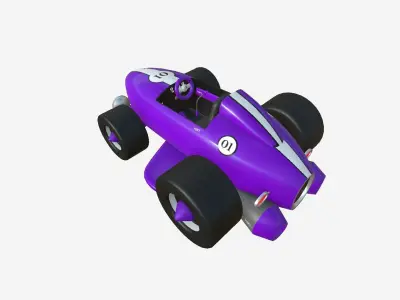 Cartoon Kart B04 Purple - Vehicle Racing Design Low-poly 3D model