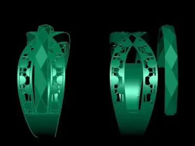 Two gold piece facet fusion ring 3D print model