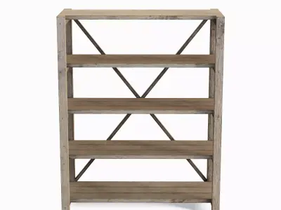 Wide Pottery Shelf B 02 Low-poly 3D model