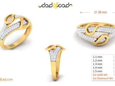 Elegant Blossom Charm Gold Ring 3D print model