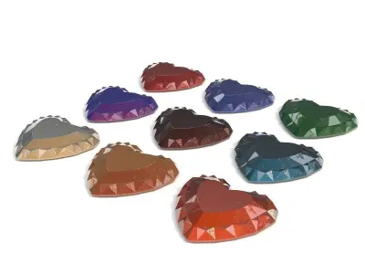 Set Heart shaped gemstone v5 3D model