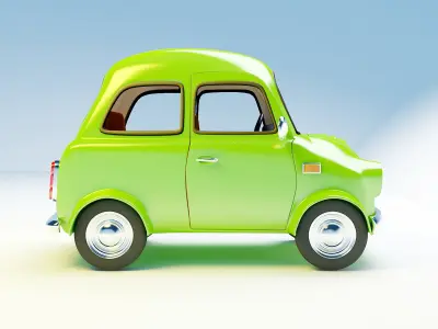 small retro car Low-poly 3D model